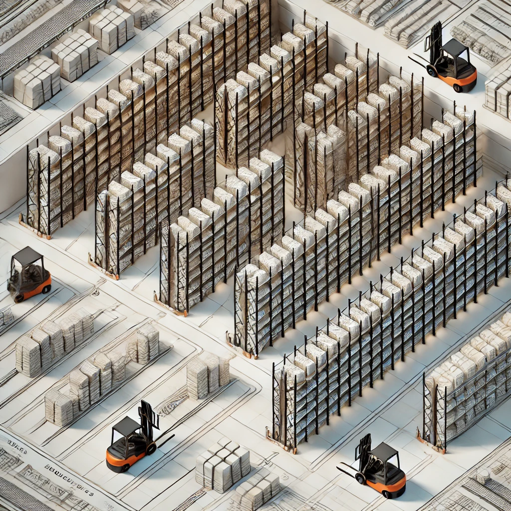 Selective Racking System blueprint in warehouse